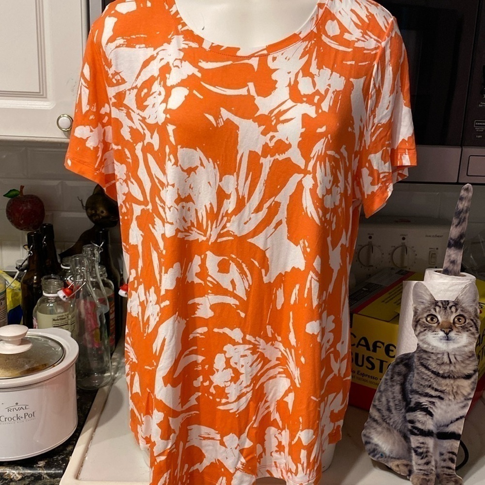 Z women's JM Collection orange stretch cap sleeve regular size top XL